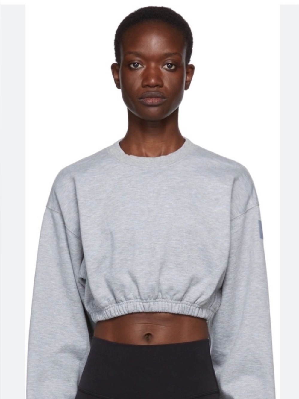ALO Yoga Heather Gray Crewneck Pullover cropped